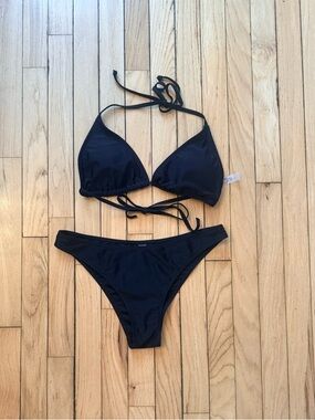 Women's Black Triangle 2 piece Tie string Bikini